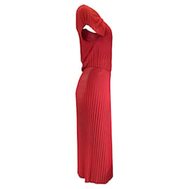 Autre Marque-Scanlan Theodore vestido rojo plisado de un hombro-Roja