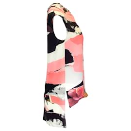 Autre Marque-Alexander McQueen Black / Pink Multi Floral Printed Sleeveless Silk Blouse-Multiple colors