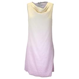 Autre Marque-Armani Collezioni Ivory / Lilac Ombre Effect Sleeveless Draped Silk Dress-Purple