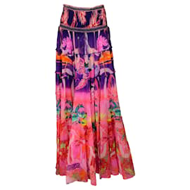 Autre Marque-Camilla Pink / Purple Multi Flight of the Flamingo Sheer Tiered Maxi Skirt-Multiple colors