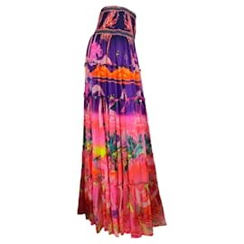 Autre Marque-Camille Rose / Jupe longue transparente à plusieurs niveaux violet Multi Flight of the Flamingo-Multicolore