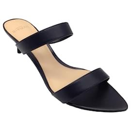 Autre Marque-Alexandre Birman Black lined Strap Leather Sandals-Black