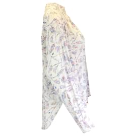 Autre Marque-Isabel Marant Etoile White Multi Berangere Print Long Sleeved Crepe Top in Ecru-Multiple colors
