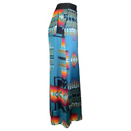 Autre Marque-Sacai Turquoise Multi Aztec Print Satin Pants-Multiple colors