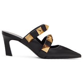 Valentino Garavani Roman Studs Black Leather Mules 40 Black