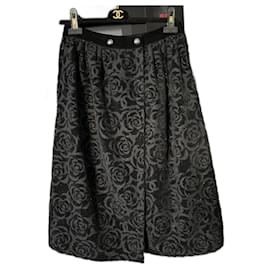 Chanel-Falda larga-Negro