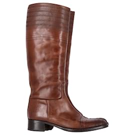 Jil Sander-Jil Sander Knee Length Boots in Brown Leather-Brown