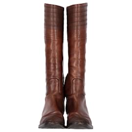 Jil Sander-Jil Sander Knee Length Boots in Brown Leather-Brown