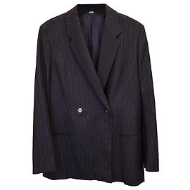 Totême Gestreifter Blazer mit Toteme-Futter aus schwarzer Viskose Schwarz