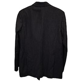 Totême-Toteme Double-Breasted Striped Blazer in Black Viscose-Black