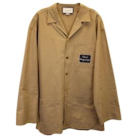 Gucci-Camisa con parche Gucci Orgasmique en algodón marrón-Castaño