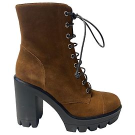 Stivaletti stringati Giuseppe Zanotti in pelle scamosciata marrone Marrone