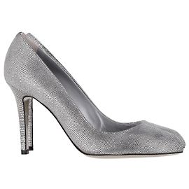 Sergio Rossi Sapatos redondos em couro prateado Metálico