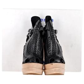 Proenza Schouler-Proenza Schouler Huarache-Style Ankle Boots in Black Leather-Black