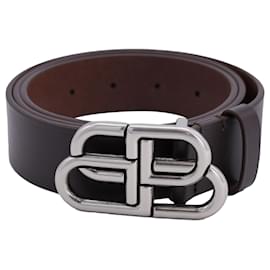 Balenciaga-Cinto grande com logotipo Balenciaga BB em couro marrom-Marrom