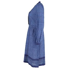 Apc-A.P.C. Romy Printed Dress In Blue Cotton-Blue