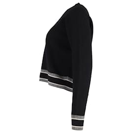 Dior-Dior Black Striped Logo Hem Sweater in Black Cashmere-Black
