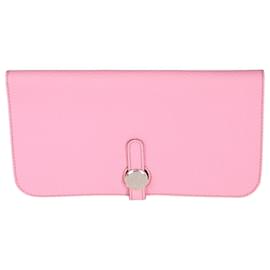 Hermès-Hermès 5P Pink Togo Dogon Recto Verso Wallet PHW-Pink