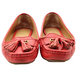 Coach-Coach Tassel Loafers in Red Leather-Red