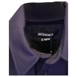 Jacquemus-Jacquemus 'La Chemise Boulanger' Shirt in Navy Blue Virgin Wool-Navy blue