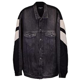 Balenciaga-Balenciga Panelled Tracksuit Denim Jacket in Black Cotton-Black