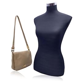 Fendi-Vintage Beige Smooth Leather Shoulder Flap Bag-Beige