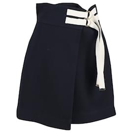 Marni-Marni Mini Skirt with Belt Detail in Navy Blue Polyamide-Navy blue