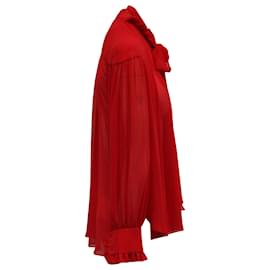 Rejina Pyo-Rejina Pyo Lynn Langarmbluse mit Bindekragen aus rotem Polyester-Rot