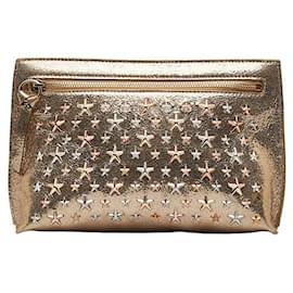Autre Marque-Metallic Leather Star-studded Clutch-Other