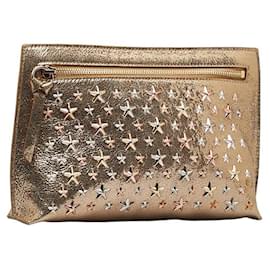 Autre Marque-Metallic Leather Star-studded Clutch-Other