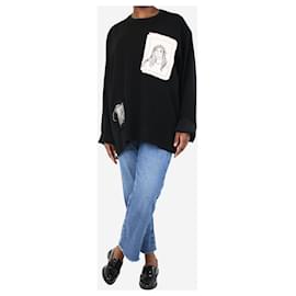Autre Marque-Black embroidered applique sweatshirt - size XXL-Black