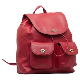 Coach-Coach Red Leather Backpack for Women in Very Good Condition-Red