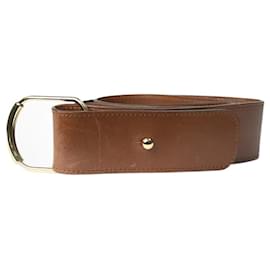 Chloé-Brown leather gold hardware belt-Brown