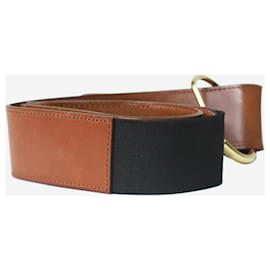 Chloé-Cinturón de piel marrón con herrajes dorados.-Castaño
