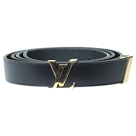 Louis Vuitton-Black branded buckle skinny belt-Black