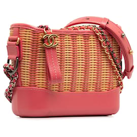 Chanel-Petit sac à bandoulière Gabrielle en rotin rose Chanel-Autre