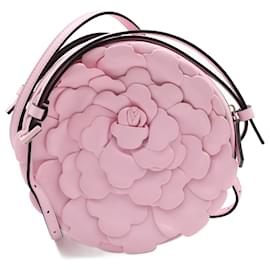Valentino Garavani-VALENTINO GARAVANI Atelier Runde Umhängetasche aus Leder mit Blütenblatteffekt - Hellrosa-Pink