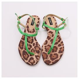 Dolce & Gabbana-Tamanho de sandálias de couro envernizado Dolce&Gabbana 37.5 eu-Marrom