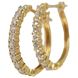 Autre Marque-18k gold earrings set with 20 Natural diamonds-Golden
