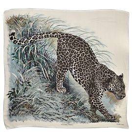 Hermès Sciarpa HERMES Cashmere Seta Panthera Pardus 140 Multicolore