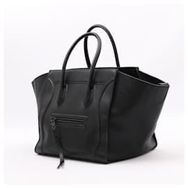 Céline-CELINE Smooth Leather Medium Phantom Luggage in Black-Black