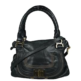 Chloé-Chloe Leather Marcie Bag in Black-Black