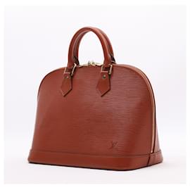Louis Vuitton-LOUIS VUITTON Brown Epi Leather Alma PM Bag in Brown-Brown