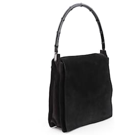 Gucci-GUCCI Shoulder bags Leather Black Bamboo-Black