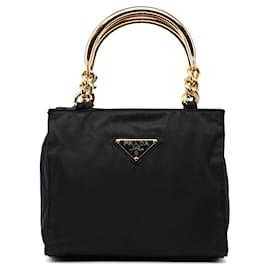 Prada-PRADA Totes Metal Black Tessuto Metallo-Black