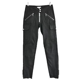 Burberry Brit Schwarze Leder-Motorradhose Schwarz