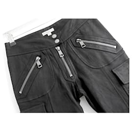 Burberry Brit-Pantalones de moto de cuero negro Burberry Brit.-Negro