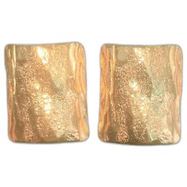 Yves Saint Laurent Goossens Rectangular Clip Earrings Gold Gold hardware