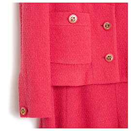 Chanel-Chanel AH1991 Conjunto Casaco Rosa de Lã Conjunto FW1991-Rosa