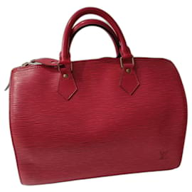 Louis Vuitton-Speedy 30 Louis Vuitton en cuero rojo.-Roja